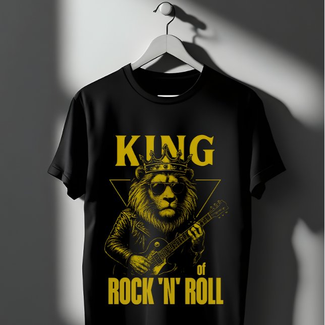 King of Rock N Roll Lion with Crown and Guitar T-Shirt (Creator Uploaded)