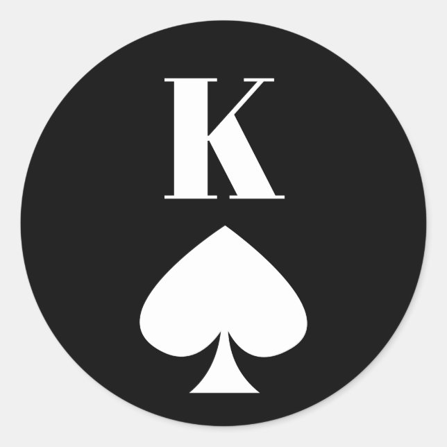 King of Spades - Playing Card Symbol Classic Round Sticker (Front)