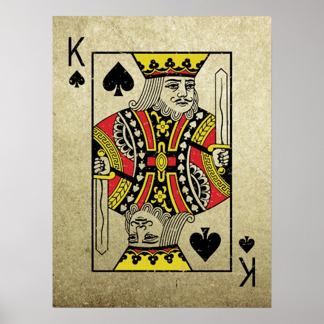 King of Spades Vintage Playing Cards Poster (Front)