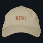"King" of Style Khaki Adjustable Hat<br><div class="desc">Make a statement with this khaki cap featuring striking "King" embroidery in gold.</div>