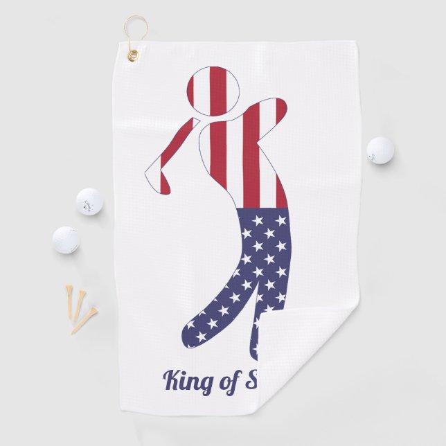 King of Swing | American Flag Golf Player Towel (InSitu)