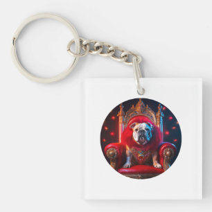 King Of The Bulldogs On His Throne Key Ring