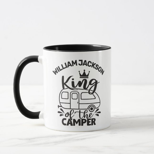 King Of The Camper w/ crown, trailer, custom name Mug (Left)