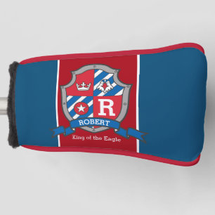 King of the Eagle crest custom name red blue Golf Head Cover