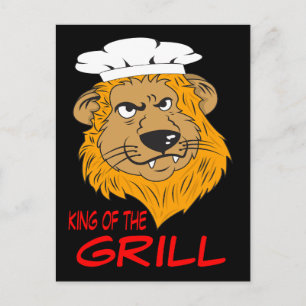 King of the Grill, Angry Lion Head, Funny Postcard