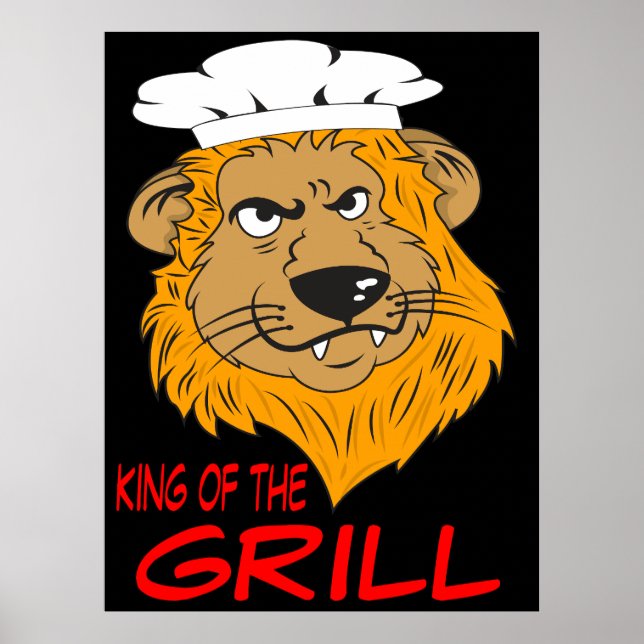 King of the Grill, Angry Lion Head, Funny Poster (Front)