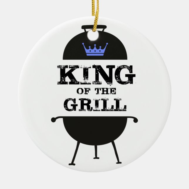King Of The Grill, Black Blue Crown Ceramic Tree Decoration (Front)