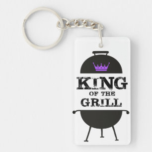 King Of The Grill, Black Purple Crown Key Ring