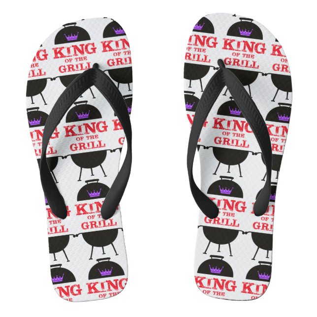 King Of The Grill, Black Purple Crown Red Jandals (Footbed)