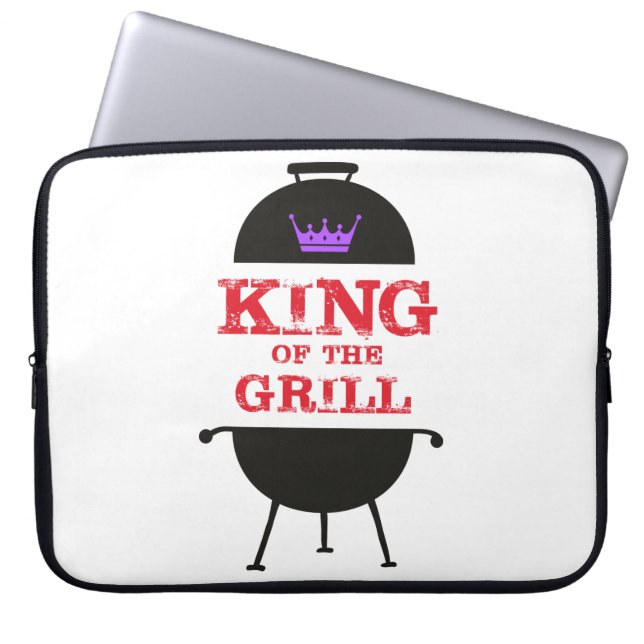 King Of The Grill, Black Purple Crown Red Laptop Sleeve (Front)