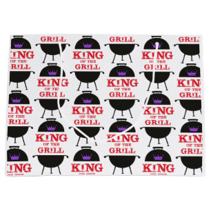 King Of The Grill, Black Purple Crown Red Large Gift Bag