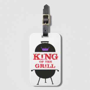 King Of The Grill, Black Purple Crown Red Luggage Tag