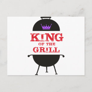 King Of The Grill, Black Purple Crown Red Postcard