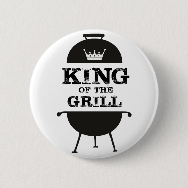 King Of The Grill, Black White Crown 6 Cm Round Badge (Front)