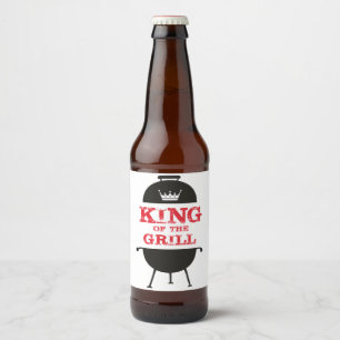 King Of The Grill, Black White Crown Red Beer Bottle Label