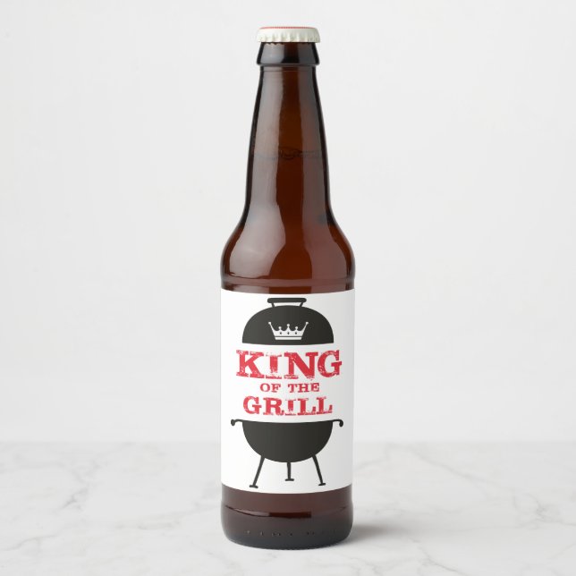 King Of The Grill, Black White Crown Red Beer Bottle Label (Front)