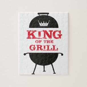 King Of The Grill, Black White Crown Red Jigsaw Puzzle