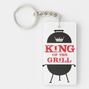 King Of The Grill, Black White Crown Red Key Ring
