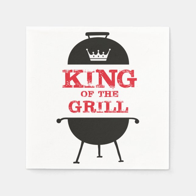King Of The Grill, Black White Crown Red Napkin (Front)