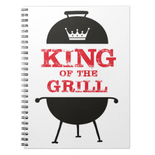 King Of The Grill, Black White Crown Red Notebook