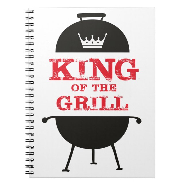 King Of The Grill, Black White Crown Red Notebook (Front)