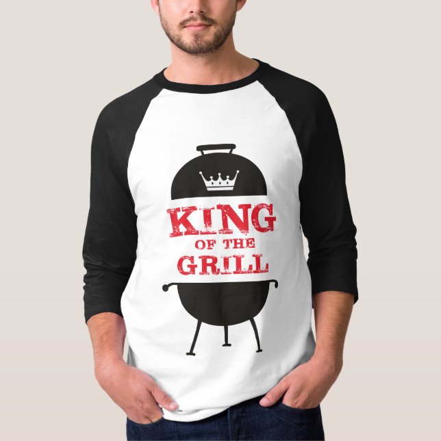 King Of The Grill, Black White Crown Red T-Shirt (Front)