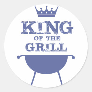 King Of The Grill, Blue Classic Round Sticker