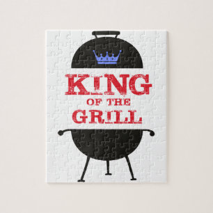 King Of The Grill, Blue Crown Red Jigsaw Puzzle