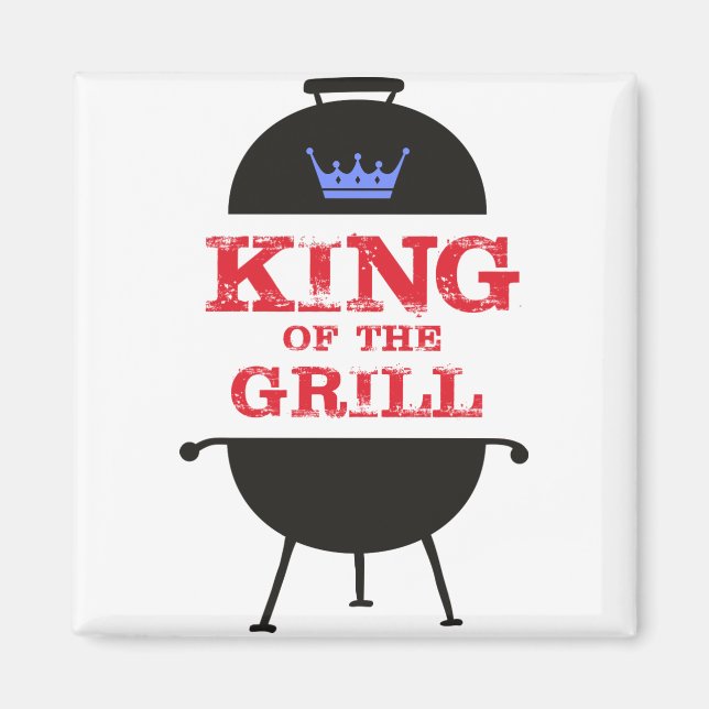 King Of The Grill, Blue Crown Red Magnet (Front)