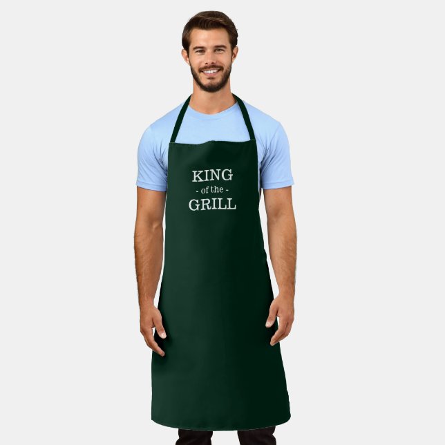 King of the Grill dark pine green custom elegant Apron (Worn)