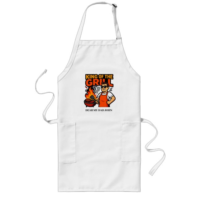 King of the Grill Funny Father's Day BBQ Master  Long Apron (Front)