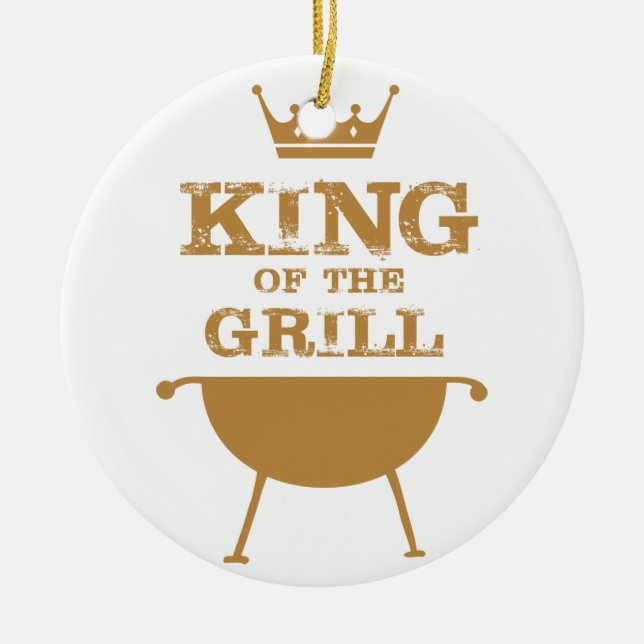 King Of The Grill, Gold Ceramic Tree Decoration (Front)