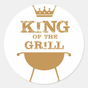 King Of The Grill, Gold Classic Round Sticker