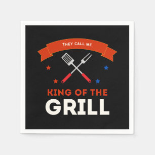 King of the Grill lustiger Spruch mehrfarbig Napkin