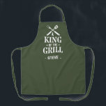 King of The Grill Personalised BBQ Apron<br><div class="desc">A fun,  personalised apron that says "King of the Grill".  A great gift for anyone who likes to grill or BBQ.</div>