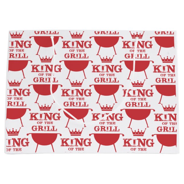 King Of The Grill, Red Large Gift Bag (Front)