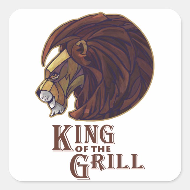 King of the Grill Square Sticker (Front)