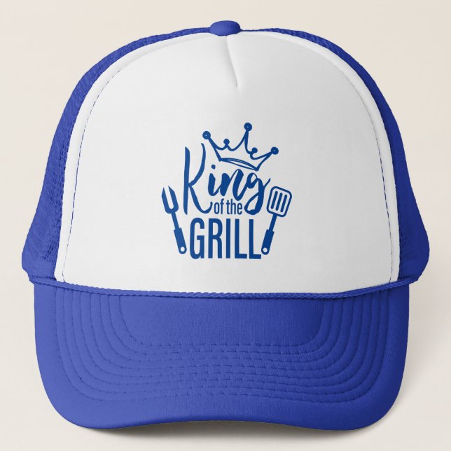 King of the Grill Typography Trucker Hat (Front)