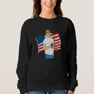 King of the Hill Hank Hill and American Flag Carto Sweatshirt
