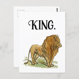 King of the Jungle African Lion Cat Cartoon Postcard