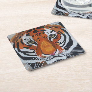 King of the Jungle Painting by Alfred Fox Square Paper Coaster