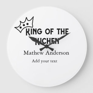 King of the kitchen add name chef bakery cooking t large clock