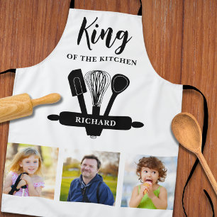 King Of The Kitchen Black And White Name Photo Apron