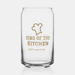 King of the kitchen brown chef cooking brown hat can glass