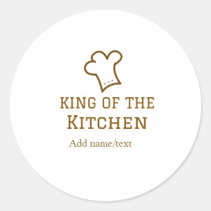 King of the kitchen brown chef cooking brown hat classic round sticker