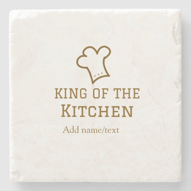 King of the kitchen brown chef cooking brown hat stone coaster (Front)