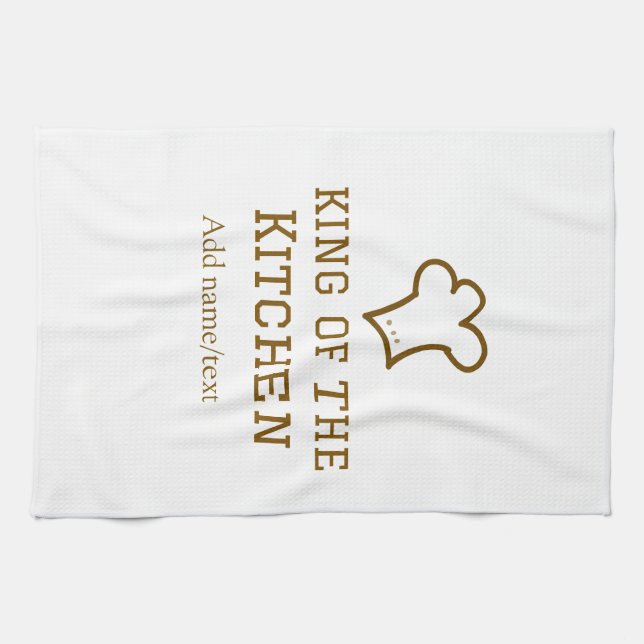 King of the kitchen brown chef cooking brown hat tea towel (Horizontal)