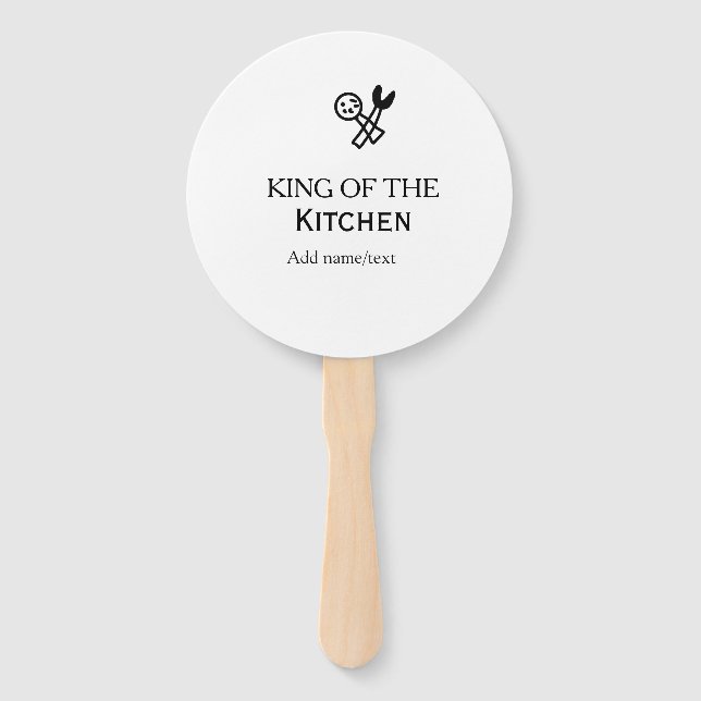 King of the kitchen chef cooking add name crown ha hand fan (Front)