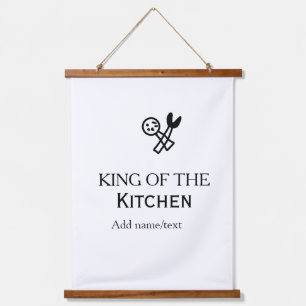 King of the kitchen chef cooking add name crown ha hanging tapestry