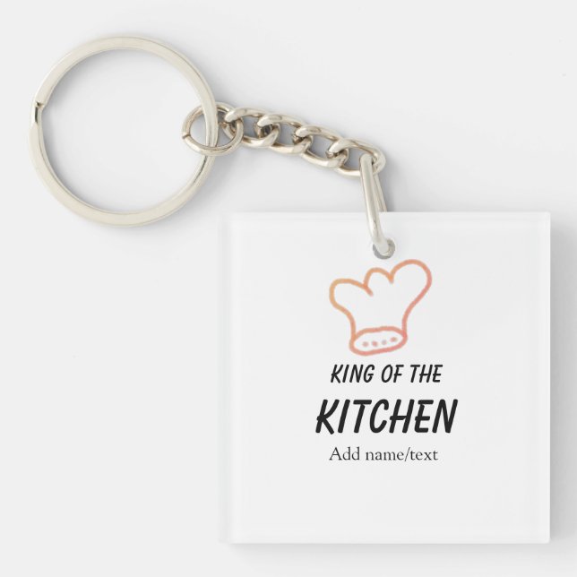 King of the kitchen chef cooking add name crown ha key ring (Front)